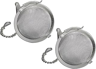 HIC Kitchen Mesh Ball Tea Infusers, 18/8 Stainless Steel Mesh For Loose Leaf Tea and Mulling Spices, Set of 2, 2-Inch