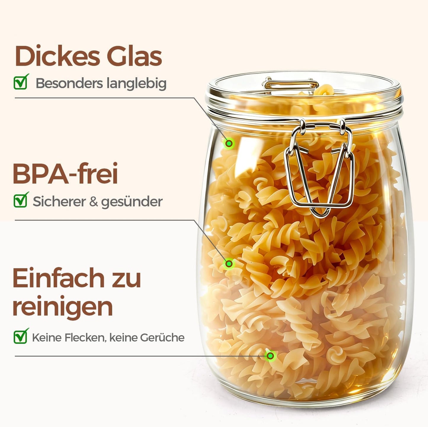 ComSaf Glass Jars with Airtight Lids 34oz 3 Pack Pantry Storage Coffee | BPA-free food-grade glass, wire clamp seal, whole-bag pantry storage, coffee &amp; tea, rice &amp; seeds, candy &amp; cookie
