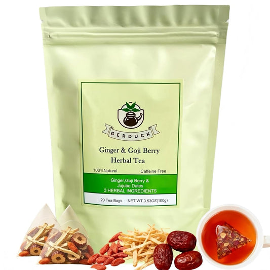 Ginger Tea with Goji Berry &amp; Jujube,Chinese Herbal Tea for Women | Postpartum &amp; Breastfeeding Essentials for Lactation,Support Digestion &amp; Immunity,Sweet &amp; Spicy,Caffeine Free,5g x 20 Teabags
