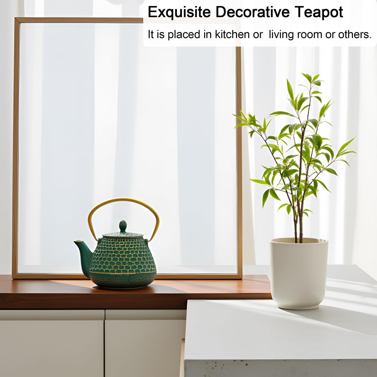 YJX 34oz Cast Iron Tea Kettle for Stovetop, Green Tea Pot for Loose Tea