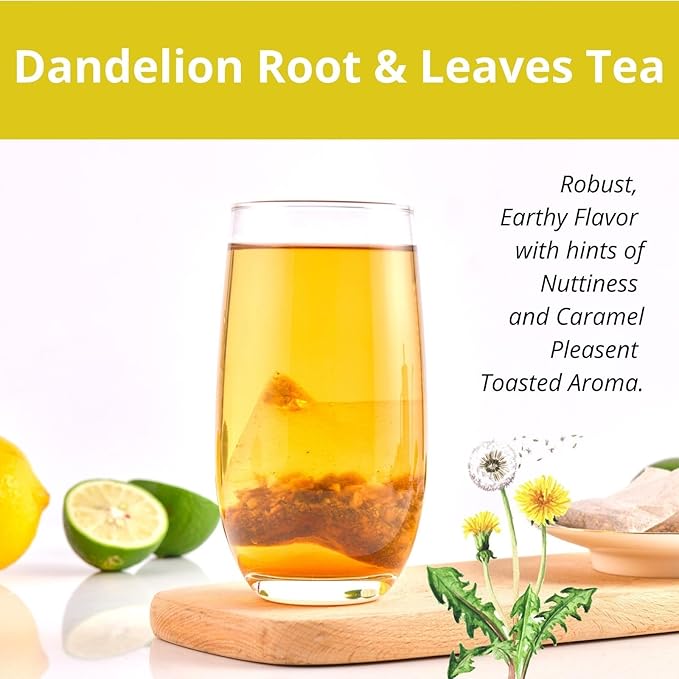 55 Dandelion Tea Bags, 3g/Bags 5.82oz, VitalForest Natural Dandelion Leaf and Root Tea, Dried Dandelion Root Tea Leaves, Caffeine Free