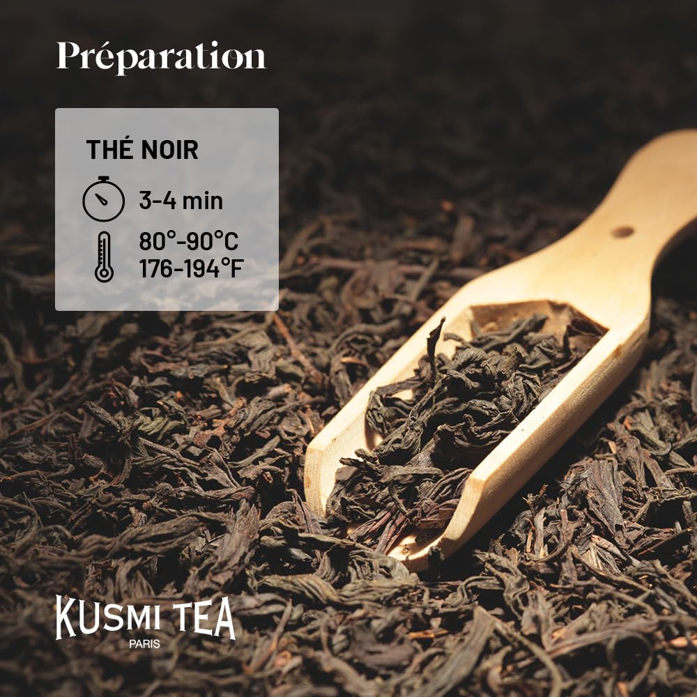 Kusmi Tea - Organic Black Tea Variety Box + Tea Infuser - Gift Idea for Men and Women - Flavoured Black Tea, Earl Grey, Ceylon - A Selection of 5 Iconic Flavors - Loose Leaf Tea - 5 Tins of 0,9 oz