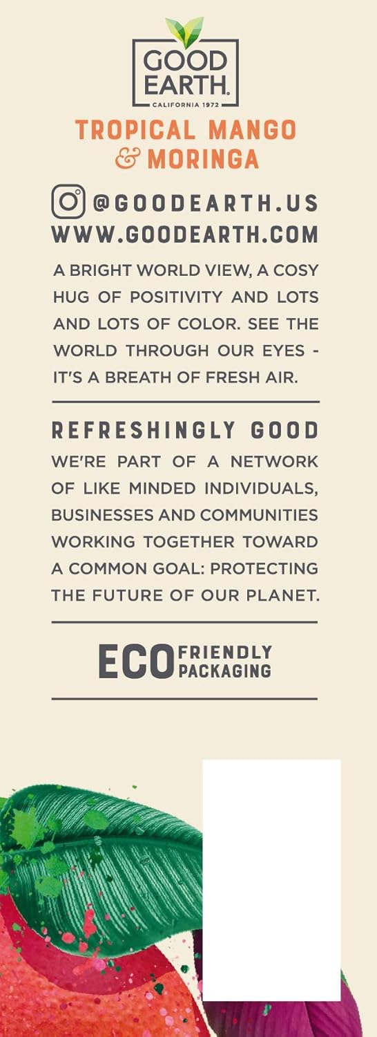 Good Earth Sensorial Blends Tropical Moringa & Mango Herbal Tea, 15Count