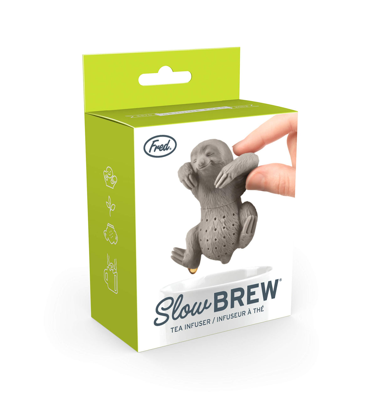 Fred & Friends Genuine Fred, SLOW BREW, Sloth Resuable Silicone Tea Infuser, Gray, Fun Gift for Tea Lovers, Clever Kitchen