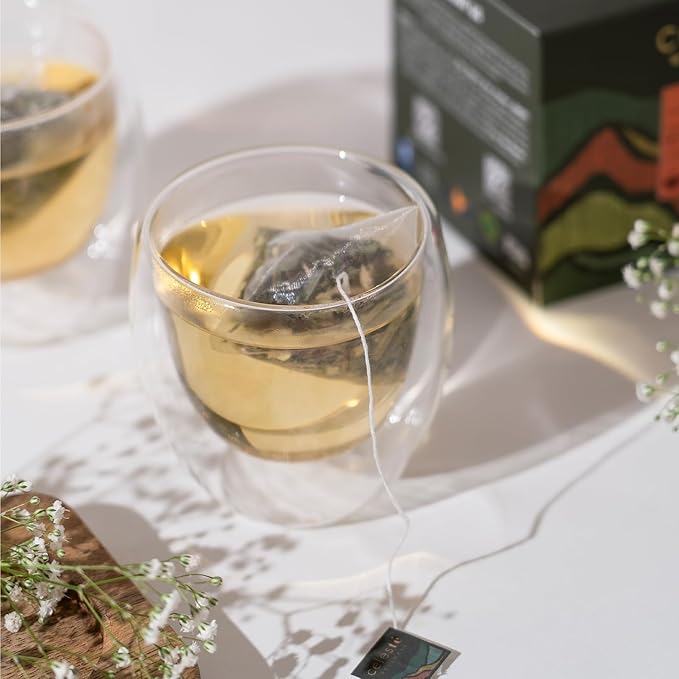 Celeste Mint Bliss, Ginger Mint Tea with Lemongrass & Fennel 15 Pyramid Herbal Tea Bags Natural Ingredients