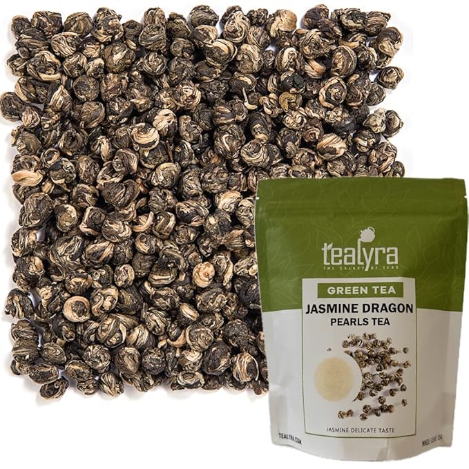 Tealyra - Imperial Jasmine Dragon Pearls - 8-Ounce - Green Tea Loose Leaf - Premium Jasmine Green Tea with Pleasant Aroma - 220 Gram