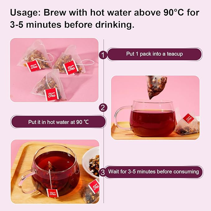 AISDWH Hawthorn Tea - 20 Herbal Tea Bags, Digestive Support, 8 Natural Ingredients incl. Hawthorn & Hibiscus for Heart Health, Caffeine-Free Daily Tea for Men & Women