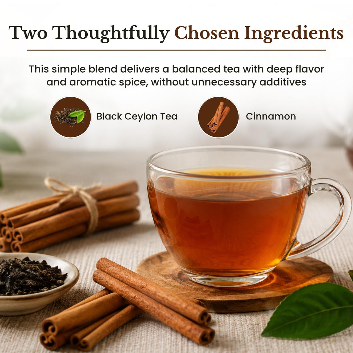 TEA 4U. BY ANVERALLY Tea4U Cinnamon Flavored Black Ceylon Tea Bags - Sri Lankan Blend - 25 Count