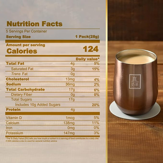 OKTEA Assam Milk Tea Kit - Assam & Ceylon Tea Blend, New Zealand Milk, Pure Ingredients with No Additives, Sugar Sachet Included - Single Box of 5 Servings