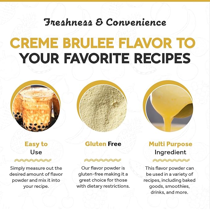 Fanale Premium Creme Brulee Bubble Tea Flavoring Powder | Perfect for Baking, Smoothies, Desserts and Drinks | Instant Flavoring Powder for Boba Milk Tea - 2.2 lb 1kg | PWD288