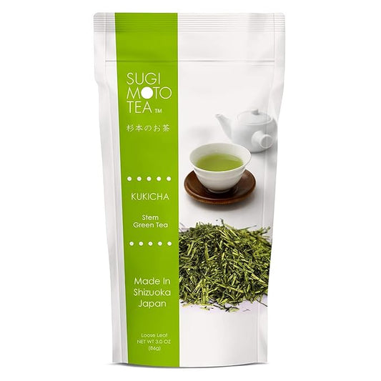 SUGIMOTO TEA Japanese Kukicha Stem Green Tea Loose Leaf 3.0 oz (86 g) Pack of 1