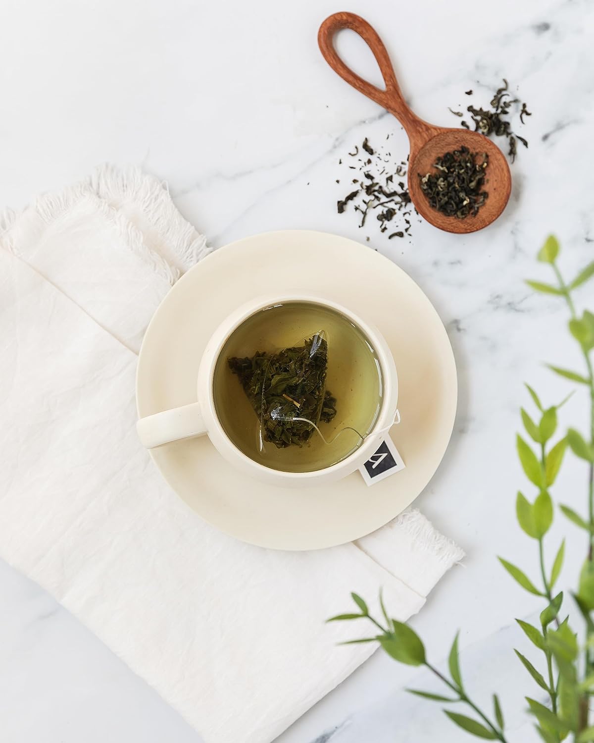 Arbata Cloud & Mist Tea, 12 Pyramid Tea Bags, Artisinal Lightly Caffeinated Green Tea, Naturally Flavored Premium Chinese Green Tea Bags, Bulk Yun Wu Tea