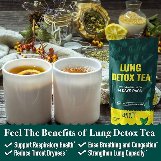 Revivt Herbal Tea – Mullein Leaf, Eucalyptus, Thyme & Peppermint – Caffeine-Free, 14 Day Supply