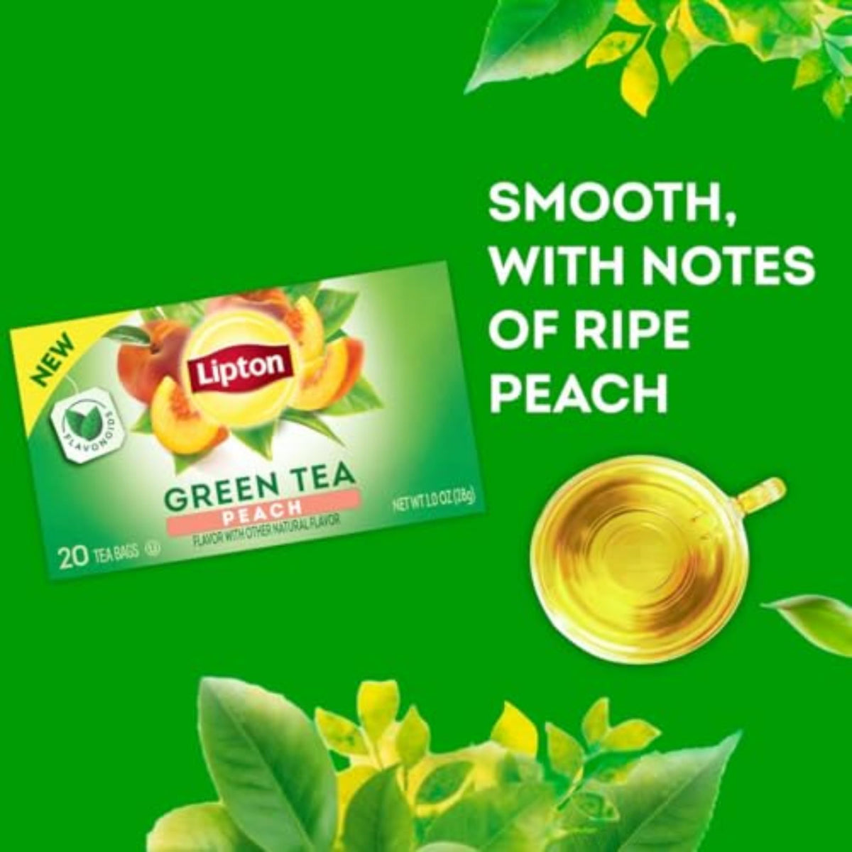 Lipton Peach Green Tea Bags, 120 Count (20ct - Pack of 6)