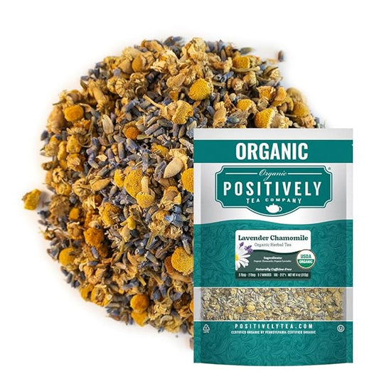 Organic Positively Tea Company, Lavender Chamomile, Herbal Tea, Loose Leaf, 4 Ounce