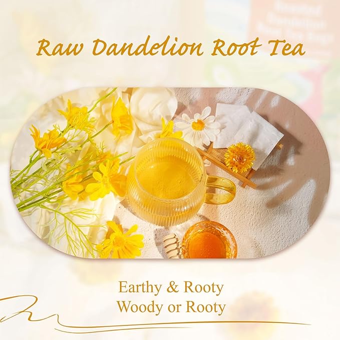 WT Weetee Raw Dandelion Root Tea Bags, 100 Count Premium Dandelion Tea, Natural, Unprocessed, Earthy Flavor, Caffeine Free Herbal Tea