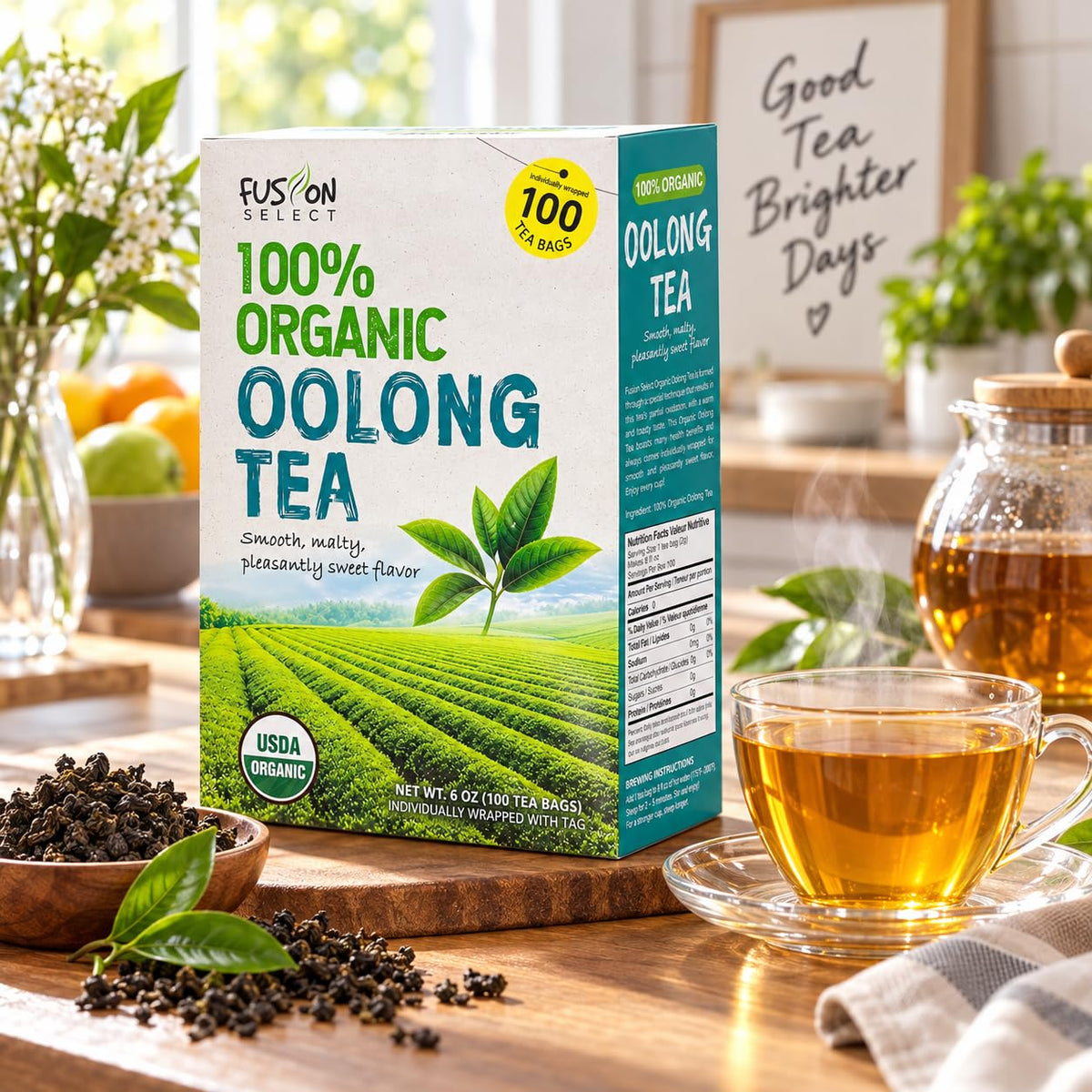 Fusion Select Organic Oolong Tea Bags, 100 Count Individually Wrapped