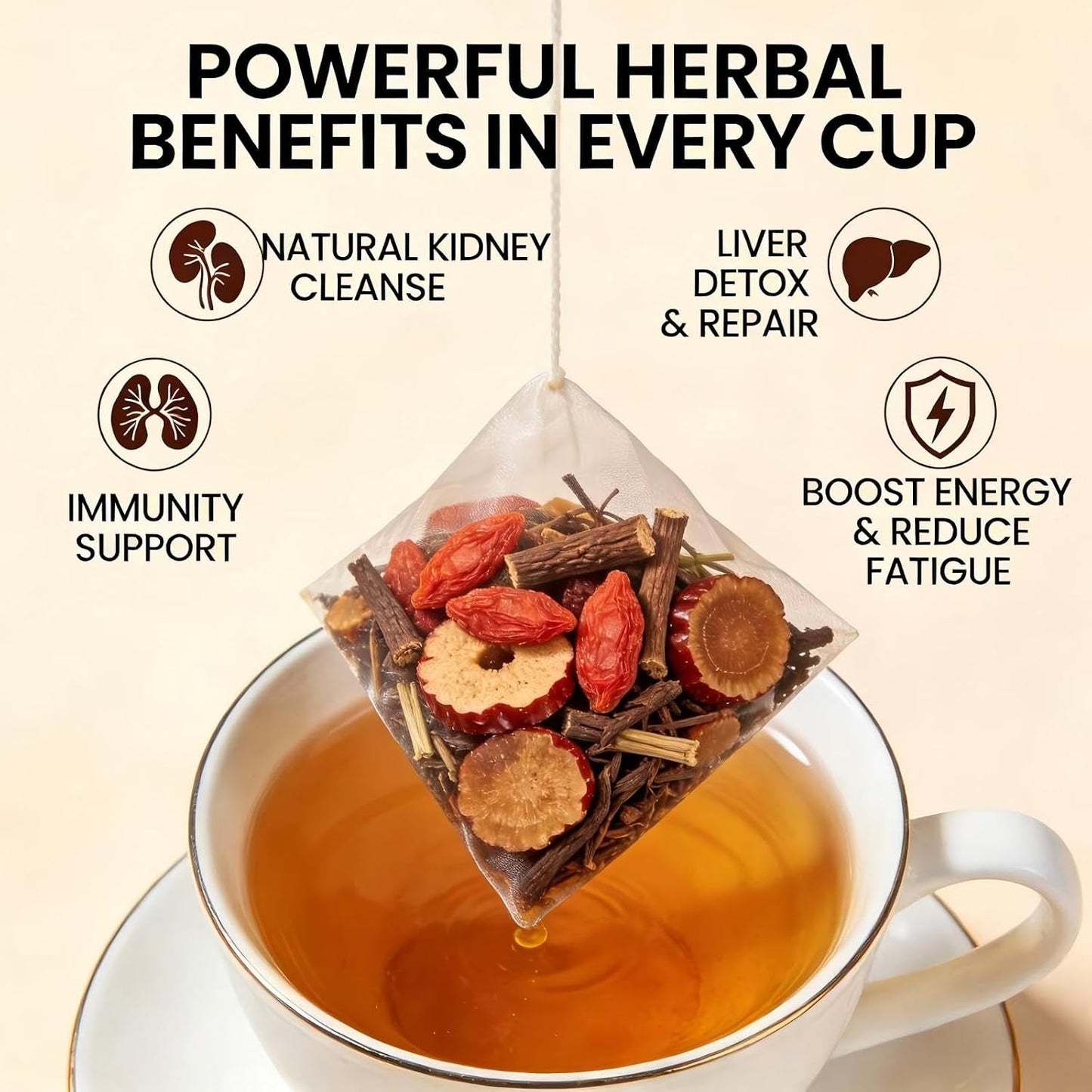 Eastrue Dandelion Root Tea Blend Goji berry &amp; Jujube - 6g x 30 Teabags | Detox Tea for Kidney &amp; Liver cleanse -Dandelion Herbal Tea for Digestion &amp; Immunity,Caffeine Free,Organic