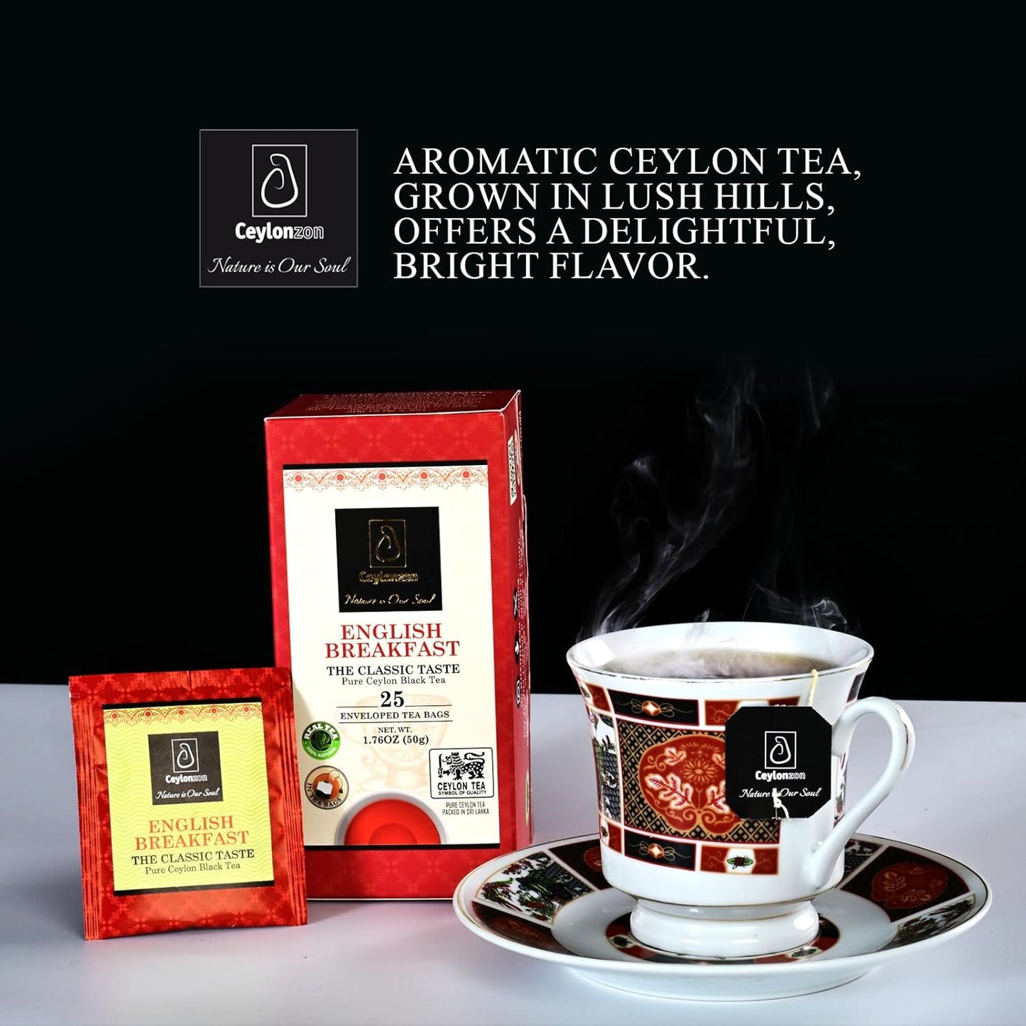 English Breakfast Tea Classic Taste 25 Individually Foil-Wrapped Tea Bags,Perfect Strong, Robust & Flavory Natural Black Tea Bags Ideal for Cozy Mornings or Tea Breaks