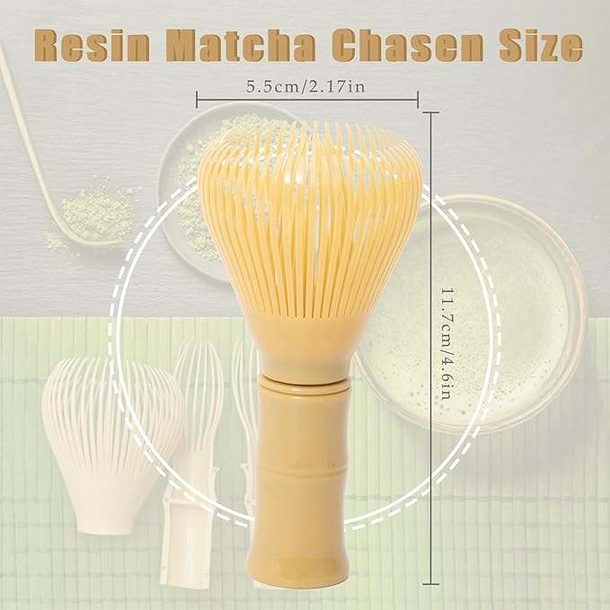 Resin Matcha Whisk Traditional Japanese Chasen Matcha Tea Whisk Gifts for Tea Lovers Reusable Plastic Matcha Whisk for Authentic Tea Preparation (yellow)