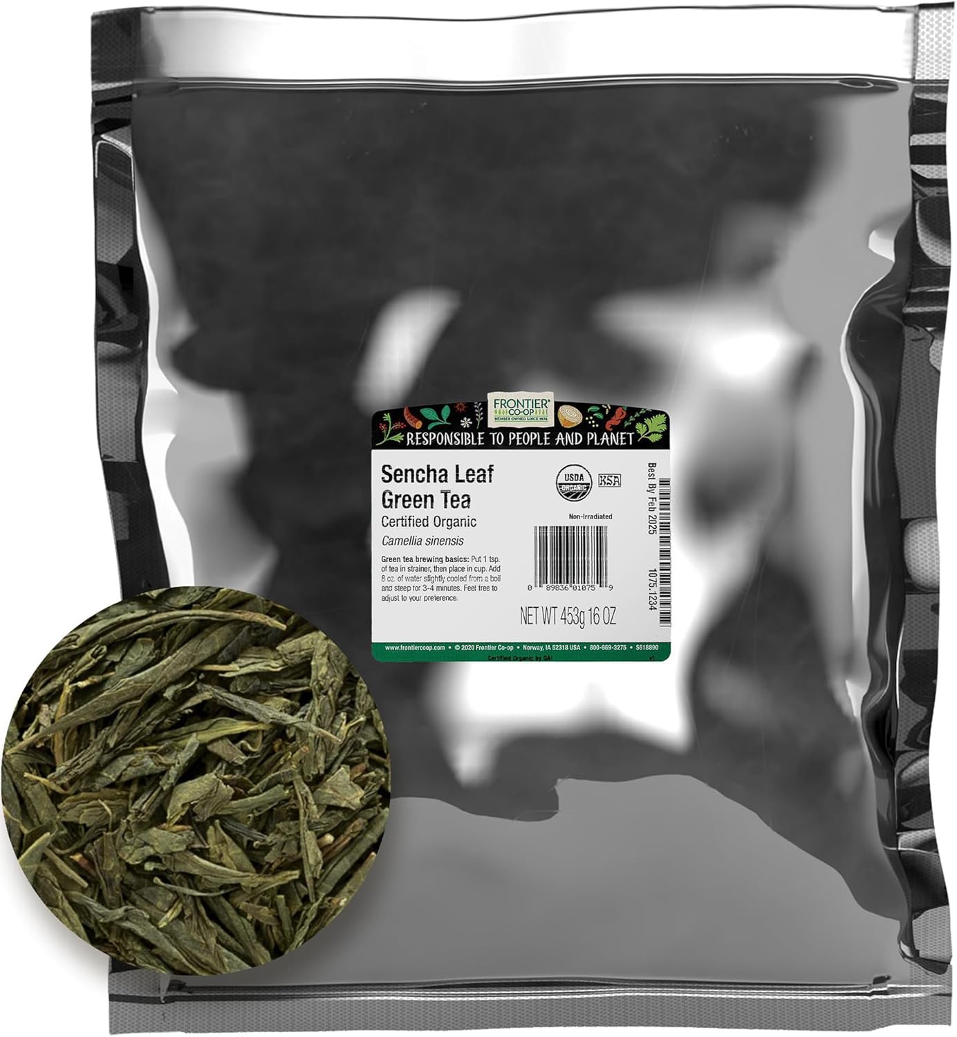 Frontier Herb Green Sencha Leaf Tea, 1 Pound