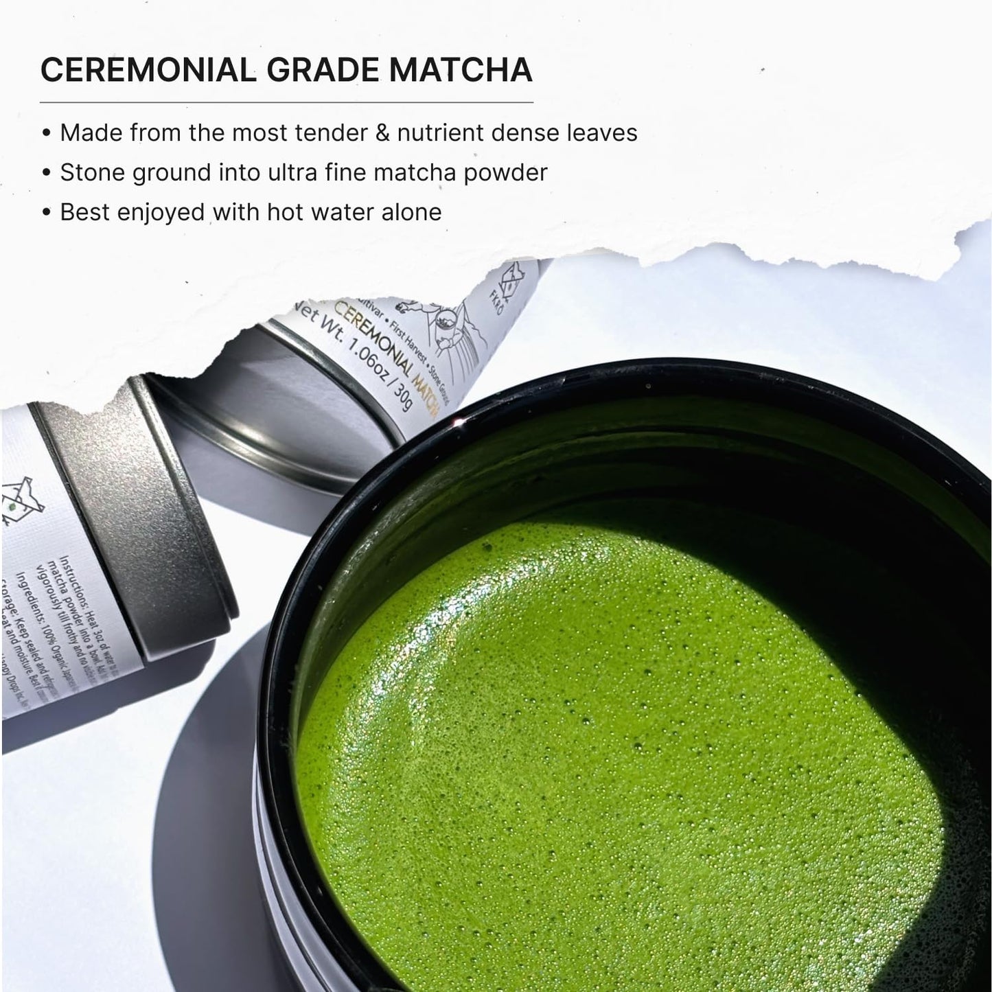 FKRO Organic Saemidori Ceremonial Grade Matcha Green Tea Powder | Single Cultivar 1st Harvest | Stone-Ground, Air-Flown Monthly from Japan | 30g Tin