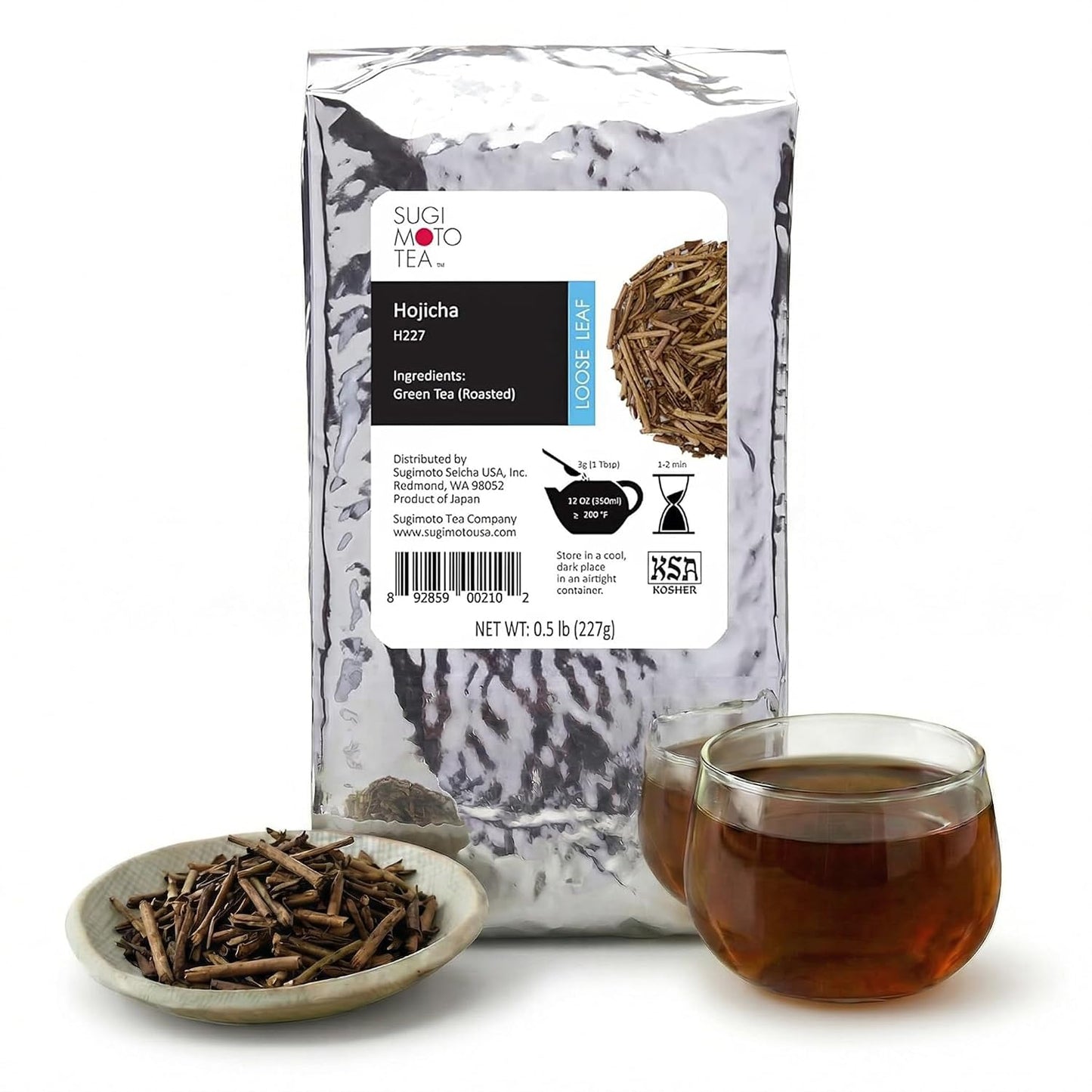 SUGIMOTO TEA Japanese Hojicha Roasted Green Tea Loose Leaf Bulk 0.5 lb