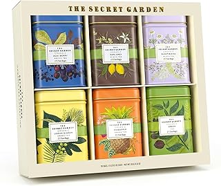 Life Plus Style Gourmet The Secret Garden Organic Tea Collection 6 Assorted Tins 90 Tea Bags Green Black and Herbal Blends with Fruit Infusions for Wellness Ideal for Gifting
