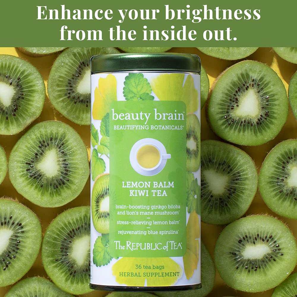 The Republic of Tea Beautifying Botanicals Beauty Brain Herbal Tea, 36 Ct | Caffeine Free. Suitable for day or evening s