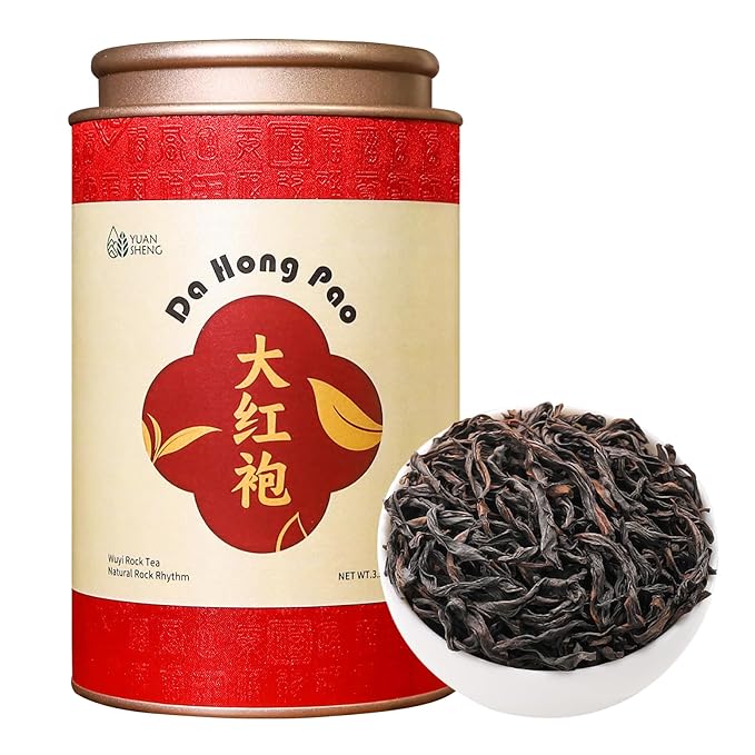 YUANSHENG Dahongpao Oolong Tea, Fujian Wuyi Rock Oolong Tea Loose Leaf with Nectar Aroma, Dark and Moist, Natural High Mountain Chinese Tea Dahongpao Big Red Robe 3.53Oz (100g) 特级大红袍 乌龙茶 中国功夫岩茶