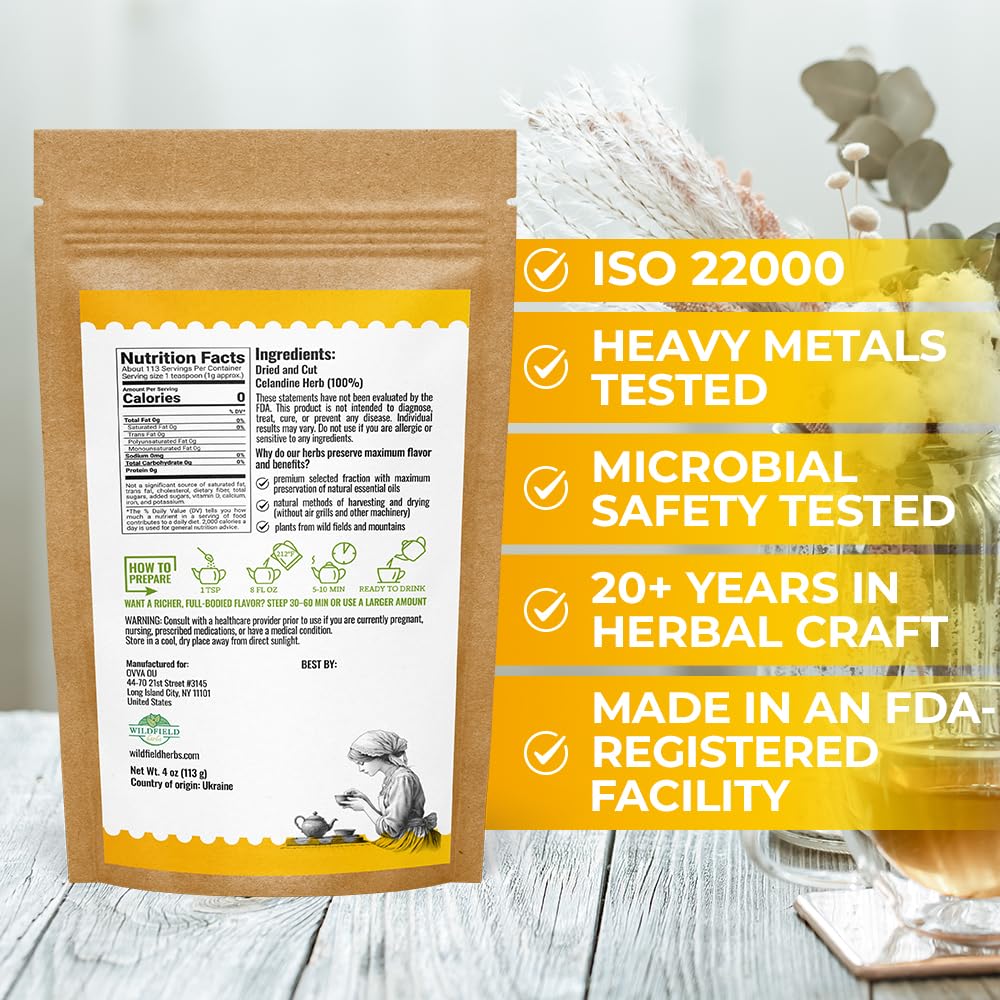 4 oz. Celandine Herb Herbal Tea (Chelidonium Majus) - 113g Herb Tea Celidonia Celandines
