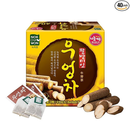 [Nokchawon] Burdock Root Tea, Burdock Tea, Pure Ingredient Herbal Tea from Korea, for Stocking Stuffers and White Elephant Gifts, 40 Count Tea Bags, 1.69oz(48g)
