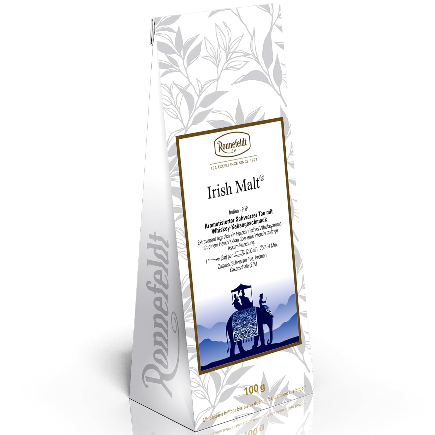 Ronnefeldt Irish Malt – Loose Leaf Black Tea with Whiskey & Cocoa Flavour – 100g Pack – Fine Indian Blend