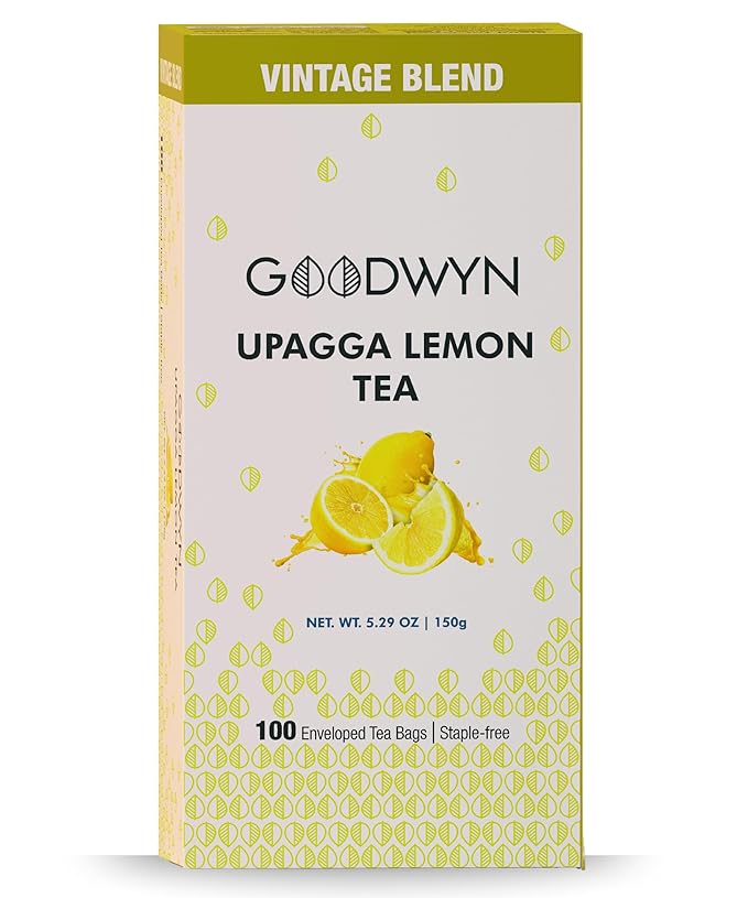 Goodwyn Lemon Black Tea – 100 Individually Wrapped Plastic-Free Tea Bags, Lemongrass Black Tea with Natural Lemon Flavor, Medium Caffeine