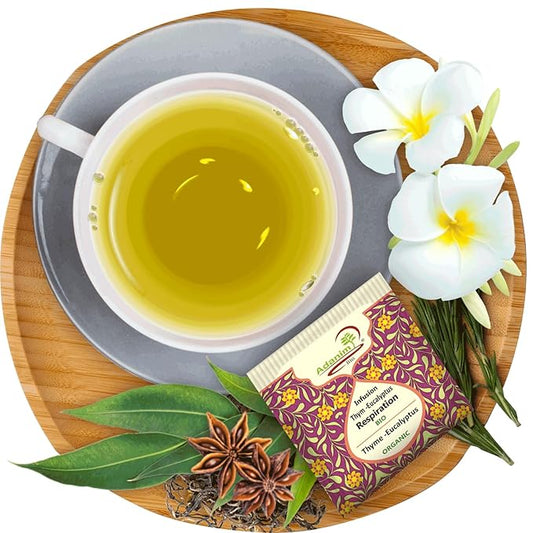 Adanim Bio Ayurvedic Herbal Tea Breathe Deeply Thyme Eucalyptus Mullein Tea USDA Organic Antioxidant Rich Healthy Herbal Tea Wellness 20 Tea Bags