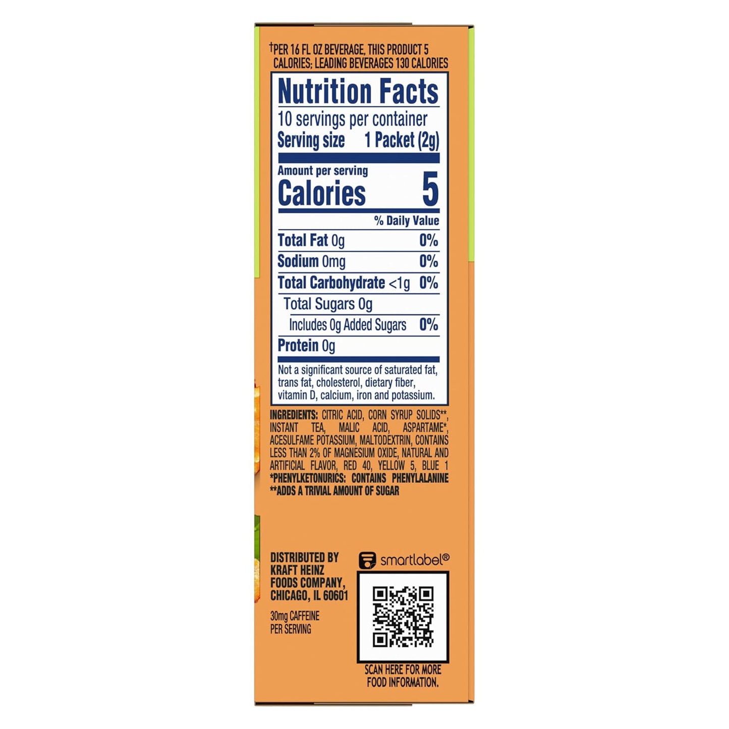 Crystal Light Drink Mix, 120 Packets, for Convenient On-the-Go Flavorful Hydration, Artificially Flavored Peach Iced Tea, Zero Sugar, 0.07 oz each