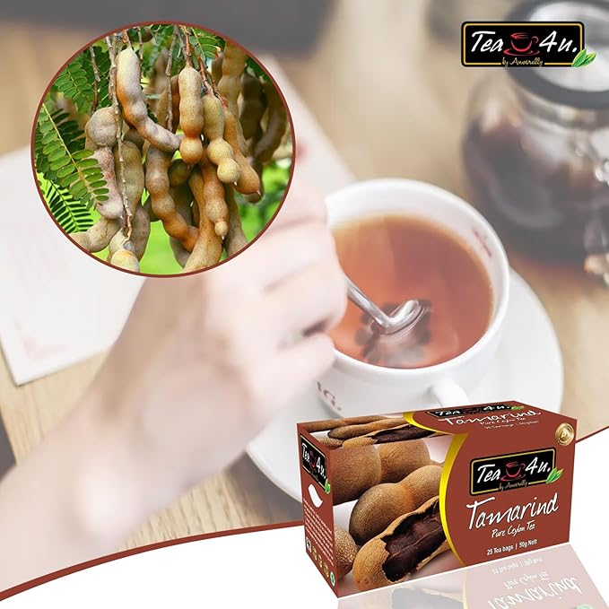 Tea4U Flavored Black Ceylon TeaBags - Tamarind, Ideal Quality from Sri Lanka's Finest Leaves and Expertly Blended - 25 Count