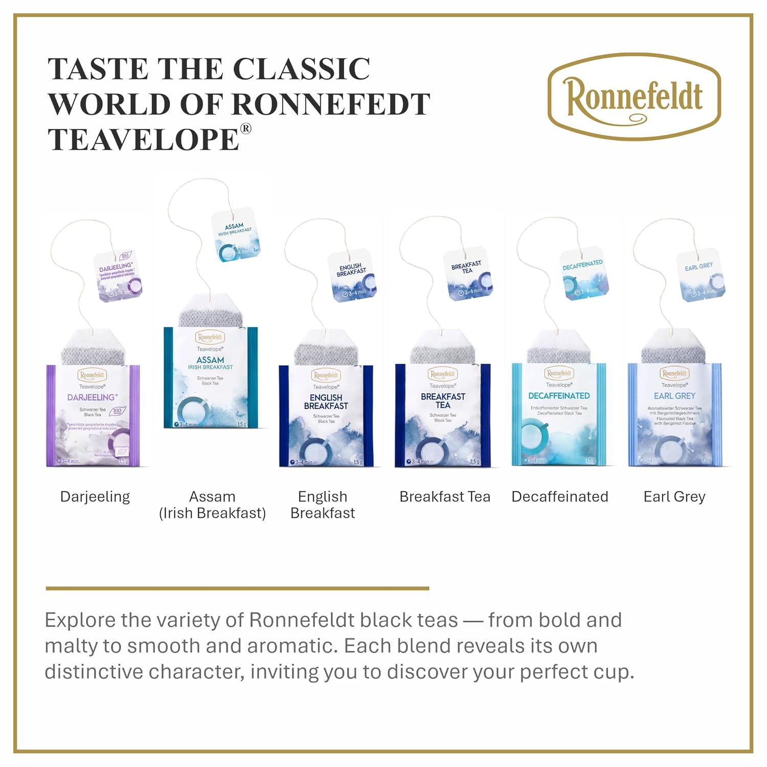 Ronnefeldt Teavelope Assam - Irish Breakfast Black Tea India Summer Bags Tea Individually Wrapped, 25 Count - Strong, Smooth, Caffeinated - Hot or Iced