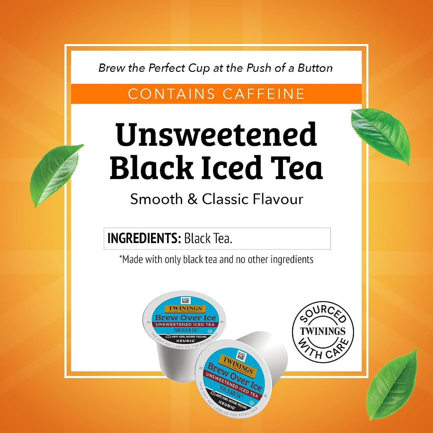 Twinings Brew Over Ice Unsweetened Black Iced Tea K-Cups 12 CT Box (6 Pack) | Refreshing, Smooth, Pure Black Tea, Naturally Caffeinated, 72 Keurig Pods for Single Serve Brewers, Fresh Iced Tea in Seconds