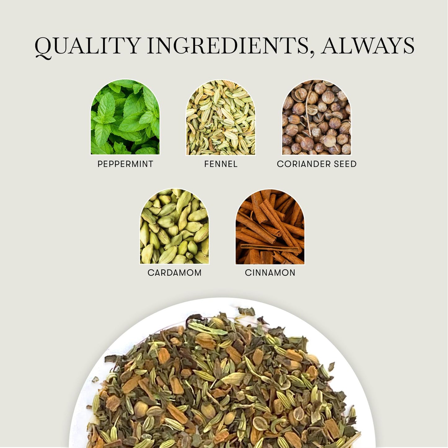 Luxmi Estates Fennel Mint Herbal Tea | Loose Leaf in Resealable Tin Caddy 100g (3.5oz, ~50 Cups) | 5-Herb Ayurvedic Digestive Blend with Fennel, Peppermint, Coriander Seed, Cardamom &amp; Cinnamon, Caffeine-Free
