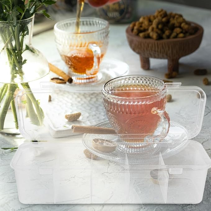 Elegant Tea Bag Holder Container and Sugar Packet Organizer with Lid Compact Storage Box for Kitchen Office Coffee Shops and Milk Tea Stores