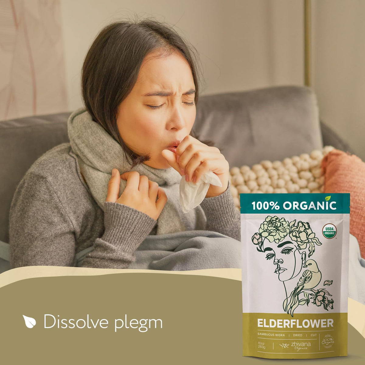 Elderflower Tea Organic 10oz. - Dried Elderflowers - Flor De Sauco Organico
