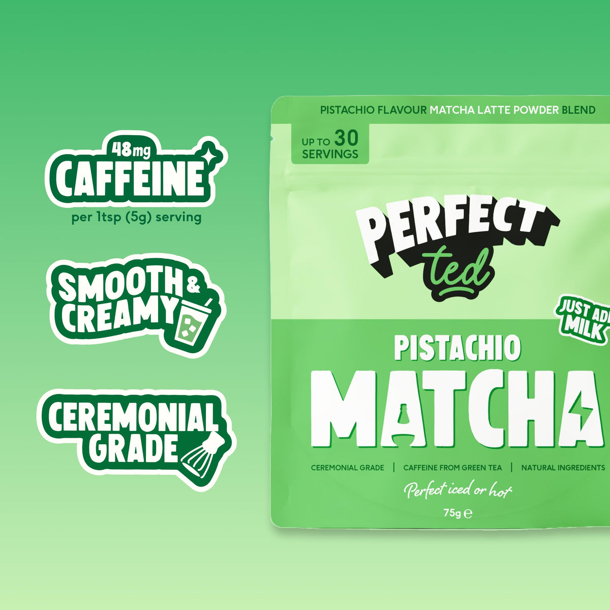 Perfect Ted PerfectTed Ceremonial Japanese Matcha Powder, Pistachio, 75 g