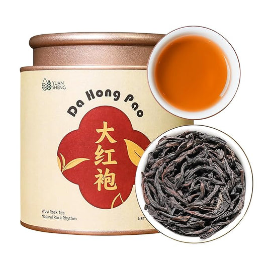 YUANSHENG Dahongpao Oolong Tea, Fujian Wuyi Rock Oolong Tea Loose Leaf with Nectar Aroma, Dark and Moist, Natural High Mountain Chinese Tea Dahongpao Big Red Robe 1.76Oz (50g) 特级大红袍 乌龙茶 中国功夫岩茶