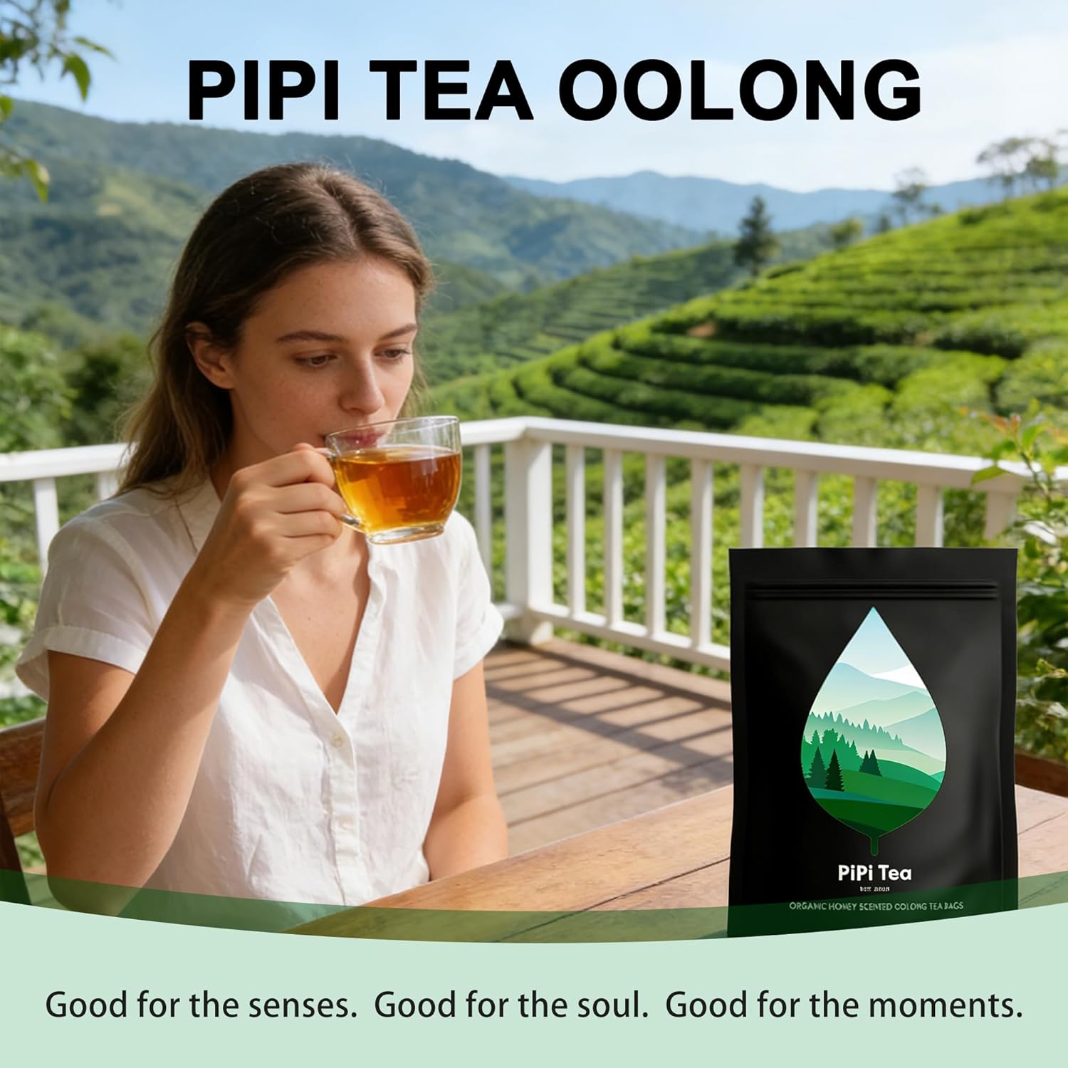 Pipi Oolong Tea Whole Leaf Tea Bags - 20 Bags Cortisol Balancing Calming for Stress Relief, Digestion and Metabolism, Rich in Antioxidants, Vegan and Non-GMO(1bags)