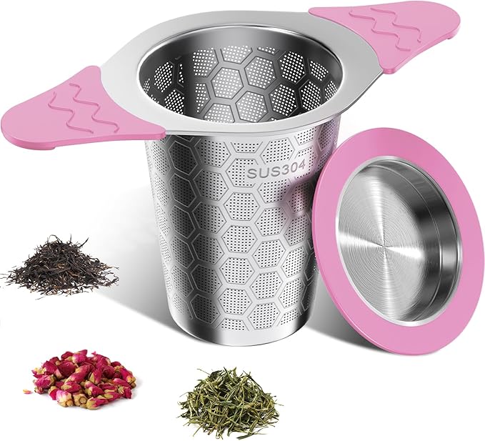 Tea Infuser for Loose Leaf Tea,18/8 Stainless Steel Tea Infuser with Heat Proof Silicone Handles