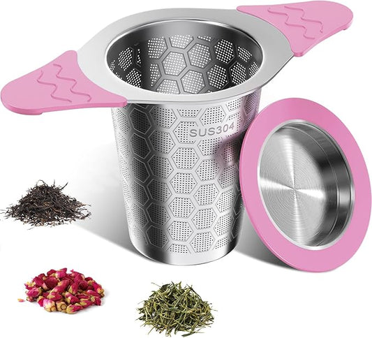 Tea Infuser for Loose Leaf Tea,18/8 Stainless Steel Tea Infuser with Heat Proof Silicone Handles