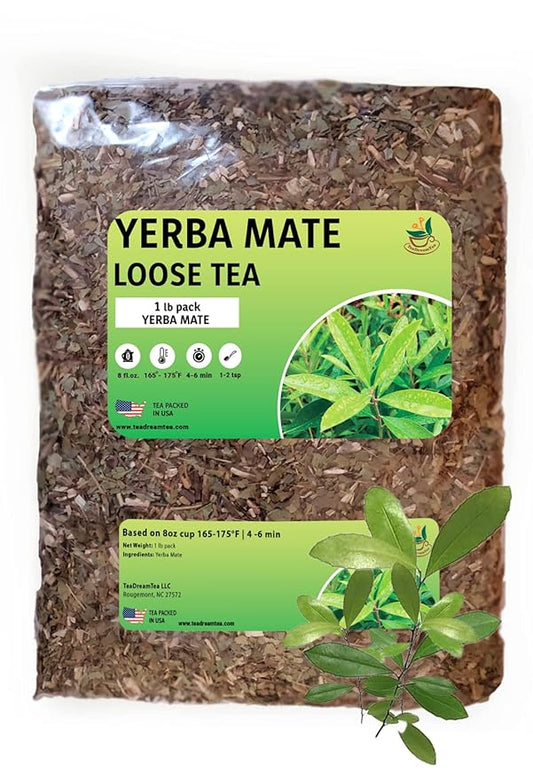 Yerba Mate Tea - Green Cut & Sifted - Unsmoked Energy Boost - 1 lb Loose Tea - Packed with Nutrients - Your Perfect Coffee Replacement