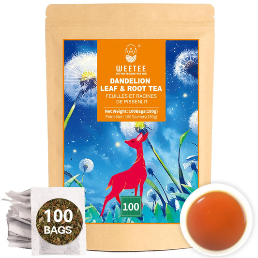 WT WEETEE Dandelion Leaf &amp; Root Tea Bags 100ct, Caffeine-free Roasted Aroma
