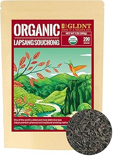 GLDNT Organic Lapsang Souchong Tea, Chinese Smoked Organic Black Tea Loose Leaf, Smoky Taste, Caffeinated, 7oz/200g